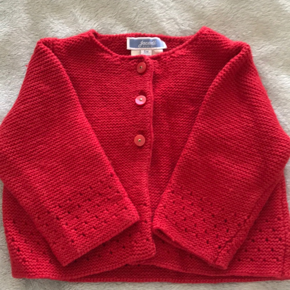 Jacadi Paris red cardigan size 6 months